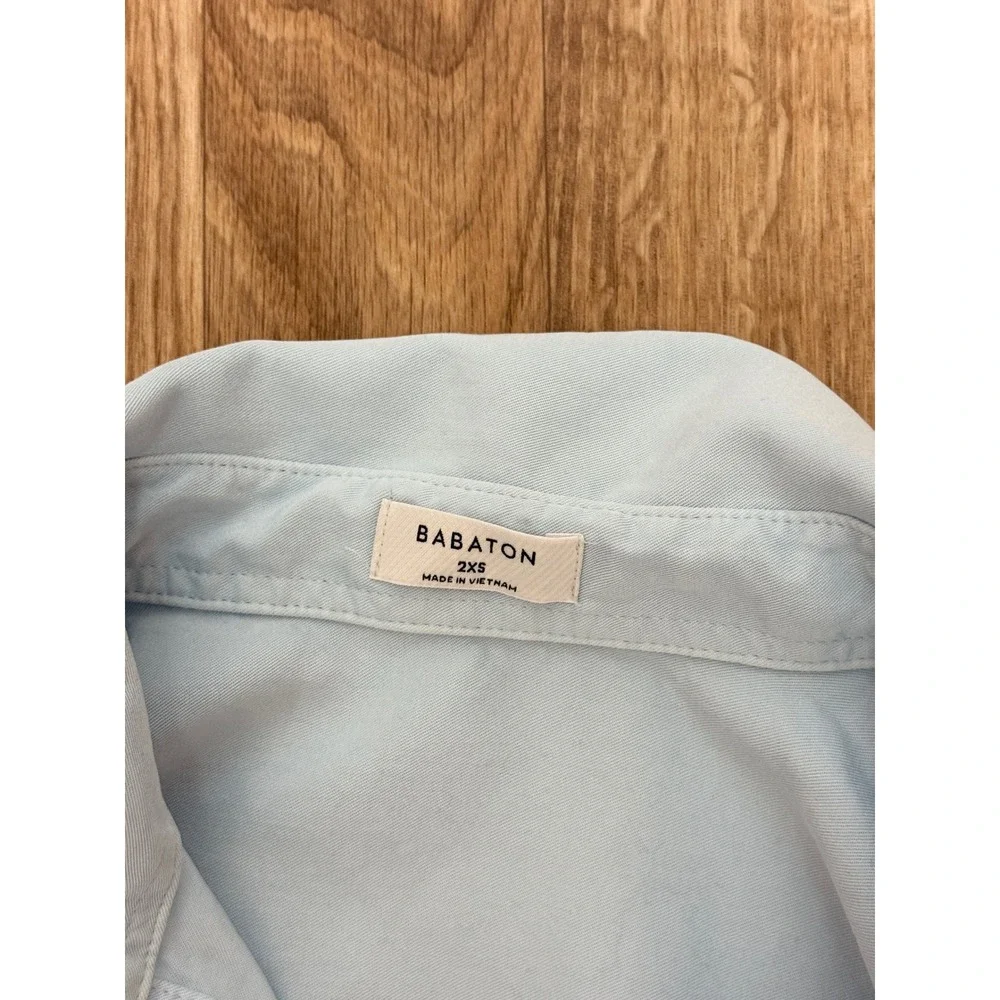 Babaton Aritzia Light Blue Lyocell Button Down Shirt Oversized 2XS